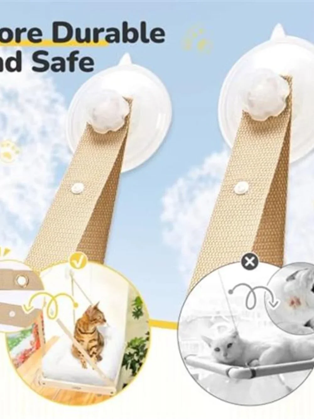 Cat Window Hammock Wooden Perch Suction Cup Bed Foldable Washable Cat Bed